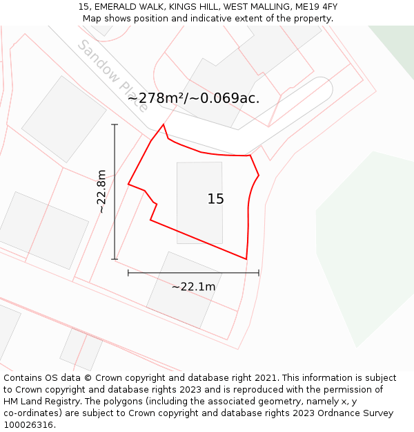 15, EMERALD WALK, KINGS HILL, WEST MALLING, ME19 4FY: Plot and title map