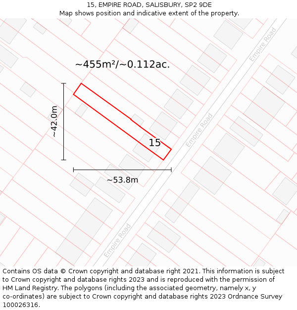 15, EMPIRE ROAD, SALISBURY, SP2 9DE: Plot and title map