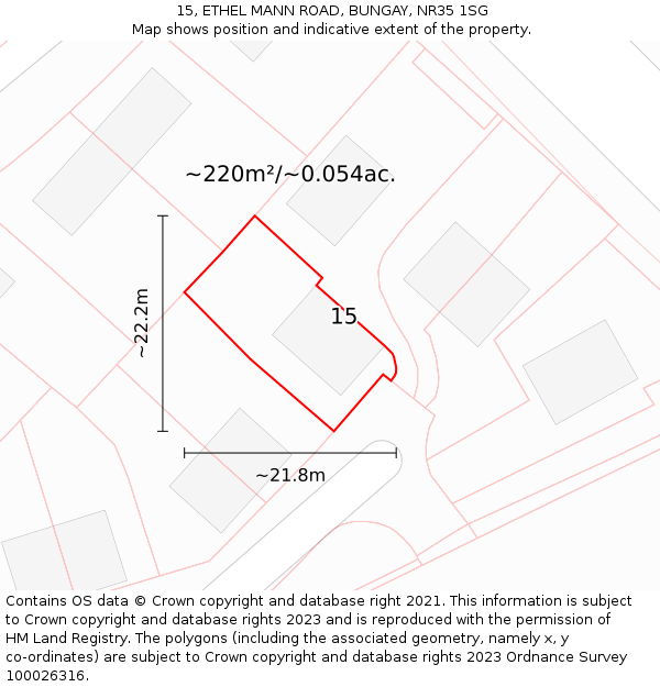 15, ETHEL MANN ROAD, BUNGAY, NR35 1SG: Plot and title map