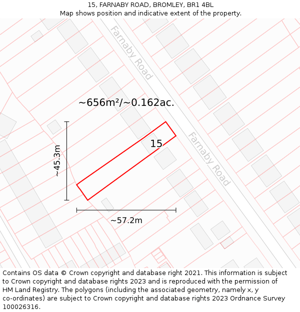 15, FARNABY ROAD, BROMLEY, BR1 4BL: Plot and title map