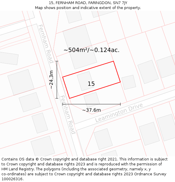 15, FERNHAM ROAD, FARINGDON, SN7 7JY: Plot and title map