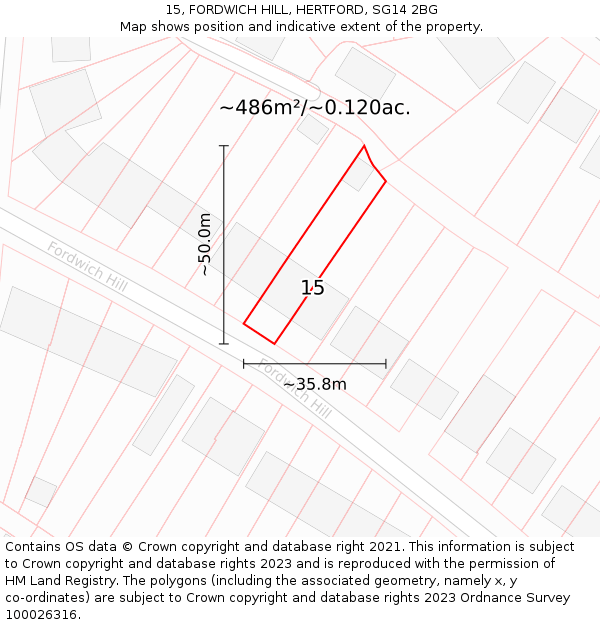 15, FORDWICH HILL, HERTFORD, SG14 2BG: Plot and title map