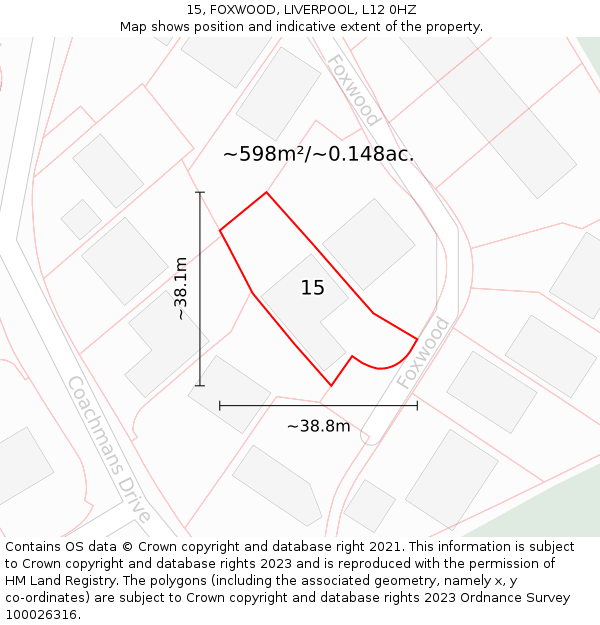 15, FOXWOOD, LIVERPOOL, L12 0HZ: Plot and title map