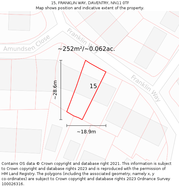 15, FRANKLIN WAY, DAVENTRY, NN11 0TF: Plot and title map