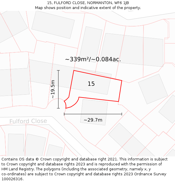 15, FULFORD CLOSE, NORMANTON, WF6 1JB: Plot and title map