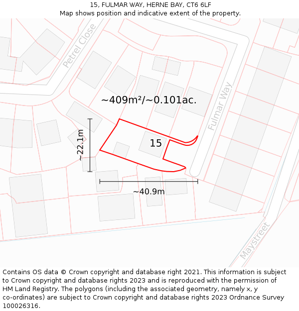 15, FULMAR WAY, HERNE BAY, CT6 6LF: Plot and title map