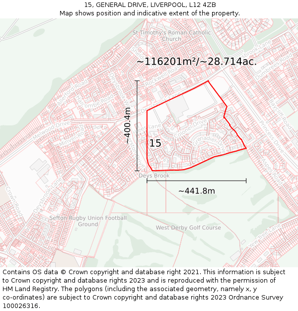 15, GENERAL DRIVE, LIVERPOOL, L12 4ZB: Plot and title map