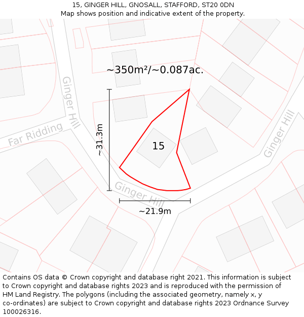 15, GINGER HILL, GNOSALL, STAFFORD, ST20 0DN: Plot and title map