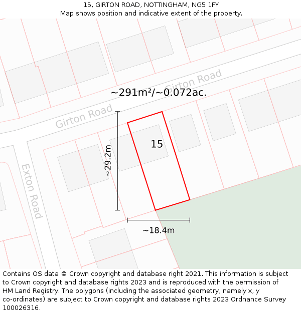 15, GIRTON ROAD, NOTTINGHAM, NG5 1FY: Plot and title map