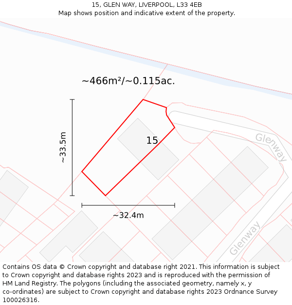 15, GLEN WAY, LIVERPOOL, L33 4EB: Plot and title map