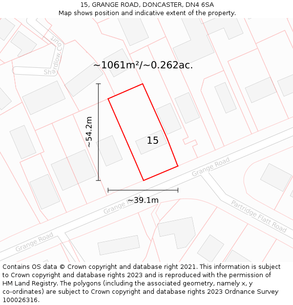 15, GRANGE ROAD, DONCASTER, DN4 6SA: Plot and title map