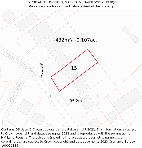 15, GREAT FELLINGFIELD, MARY TAVY, TAVISTOCK, PL19 9QQ: Plot and title map