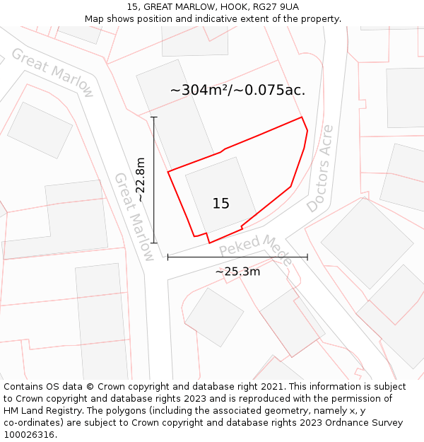 15, GREAT MARLOW, HOOK, RG27 9UA: Plot and title map