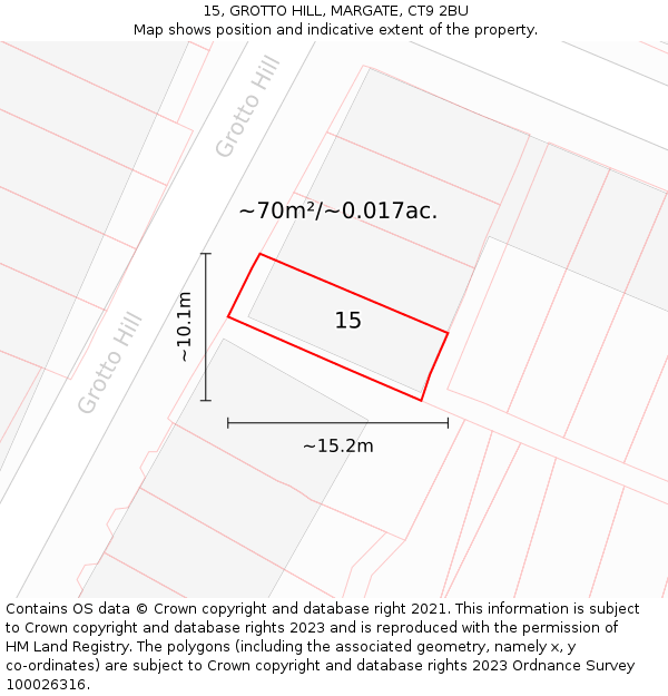 15, GROTTO HILL, MARGATE, CT9 2BU: Plot and title map