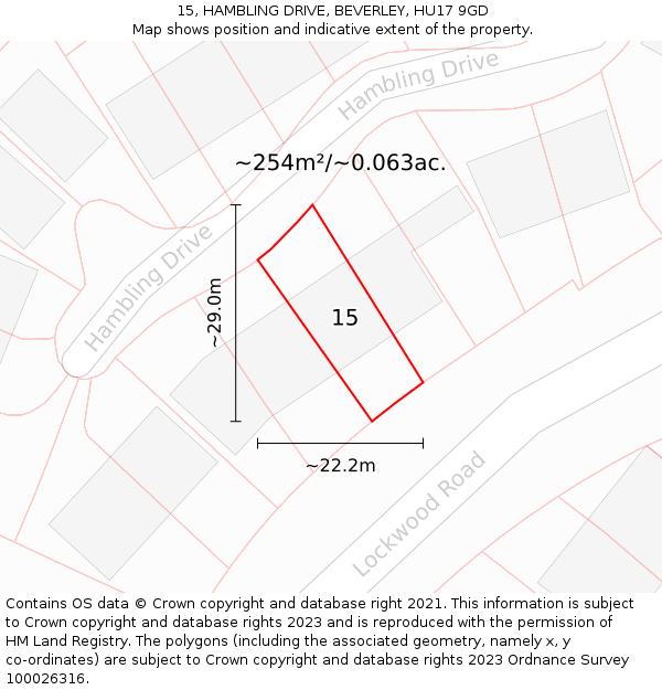 15, HAMBLING DRIVE, BEVERLEY, HU17 9GD: Plot and title map