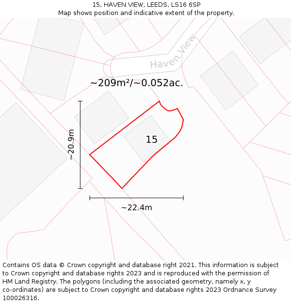 15, HAVEN VIEW, LEEDS, LS16 6SP: Plot and title map