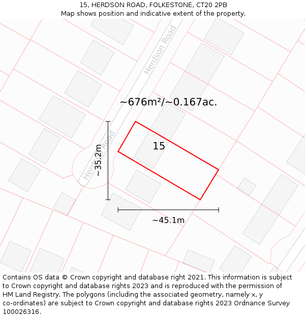 15, HERDSON ROAD, FOLKESTONE, CT20 2PB: Plot and title map