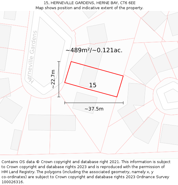 15, HERNEVILLE GARDENS, HERNE BAY, CT6 6EE: Plot and title map