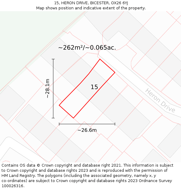 15, HERON DRIVE, BICESTER, OX26 6YJ: Plot and title map