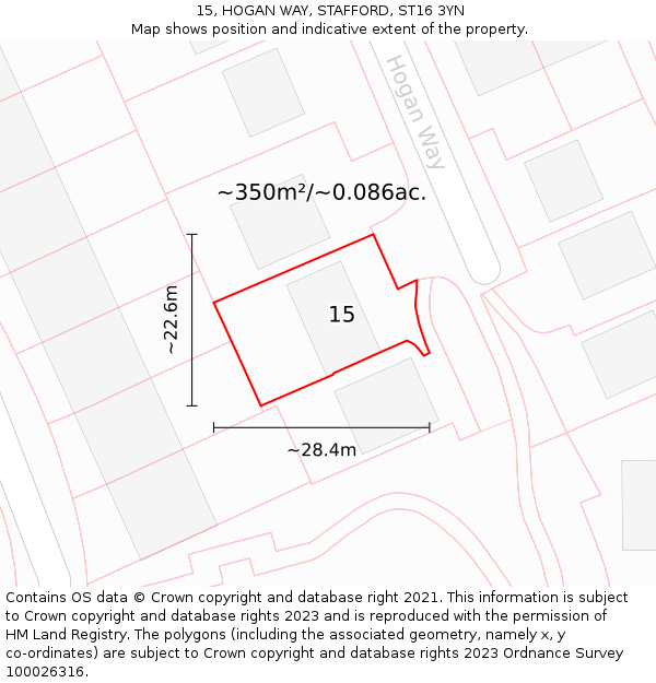 15, HOGAN WAY, STAFFORD, ST16 3YN: Plot and title map