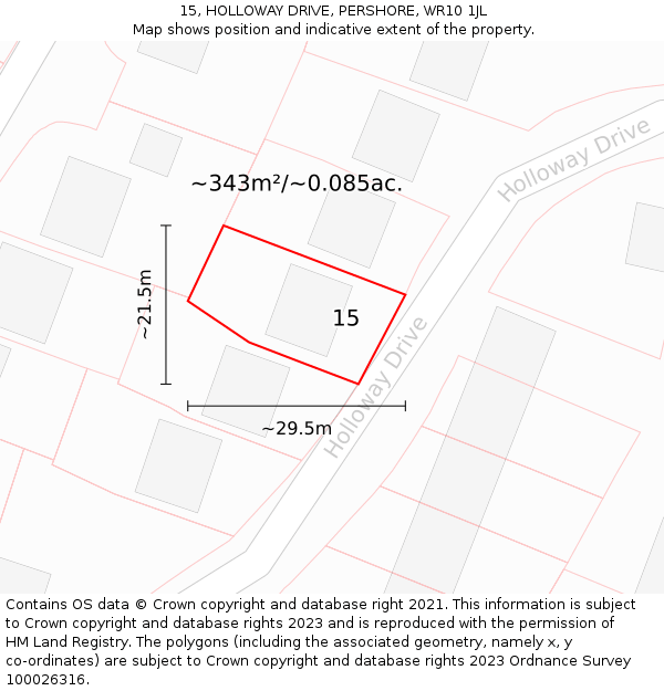 15, HOLLOWAY DRIVE, PERSHORE, WR10 1JL: Plot and title map