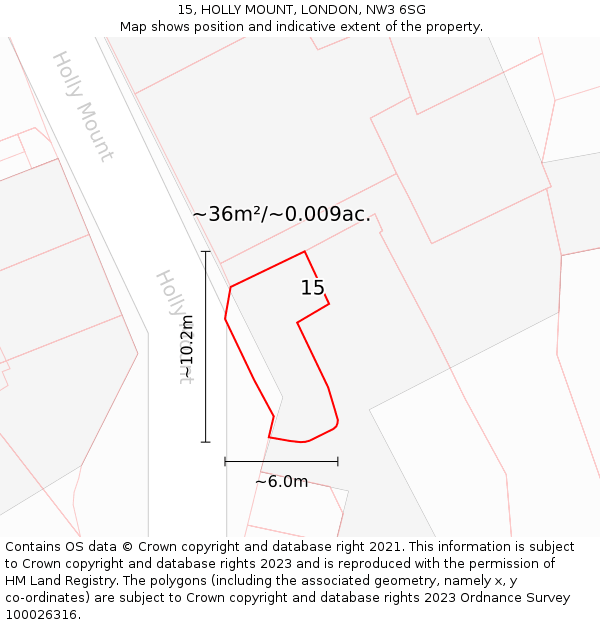 15, HOLLY MOUNT, LONDON, NW3 6SG: Plot and title map