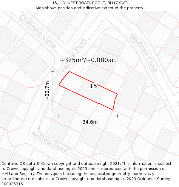 15, HOLNEST ROAD, POOLE, BH17 9WD: Plot and title map