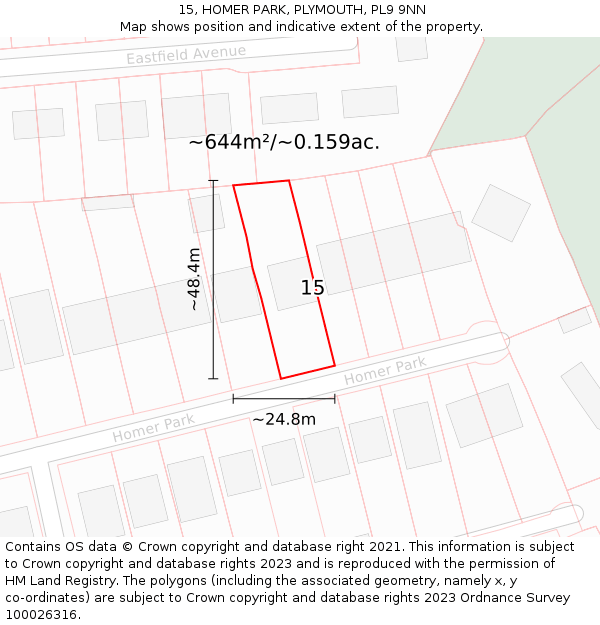 15, HOMER PARK, PLYMOUTH, PL9 9NN: Plot and title map