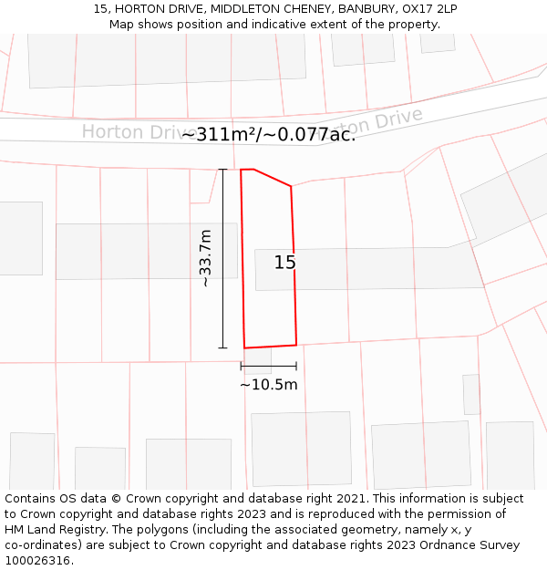 15, HORTON DRIVE, MIDDLETON CHENEY, BANBURY, OX17 2LP: Plot and title map