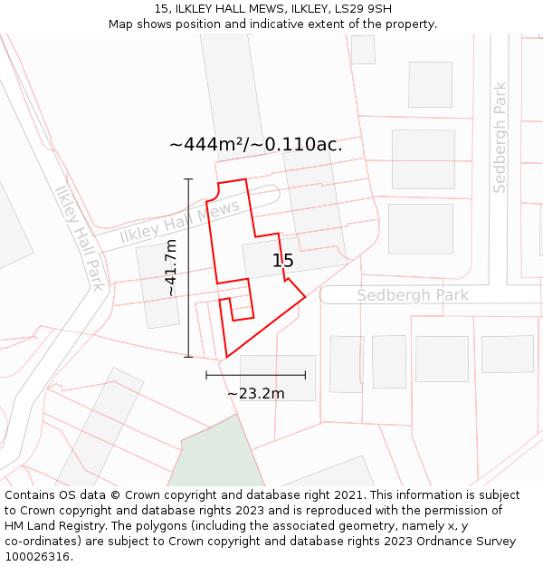 15, ILKLEY HALL MEWS, ILKLEY, LS29 9SH: Plot and title map