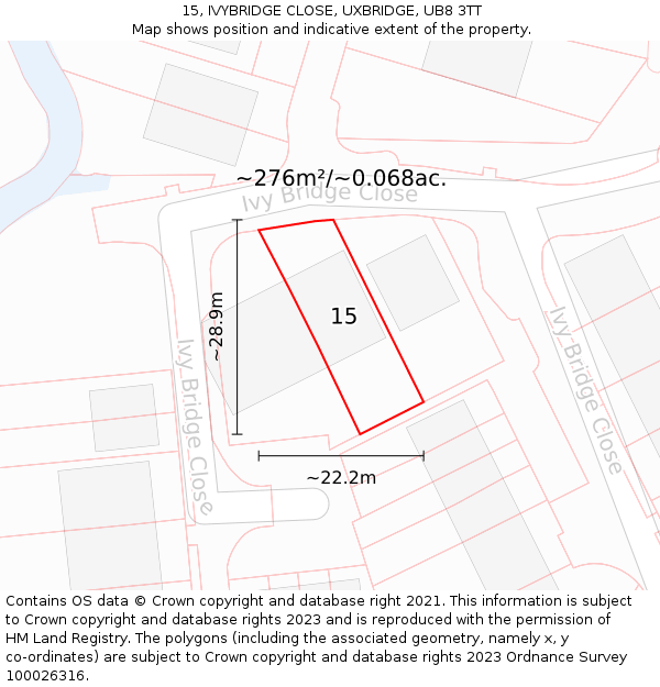 15, IVYBRIDGE CLOSE, UXBRIDGE, UB8 3TT: Plot and title map