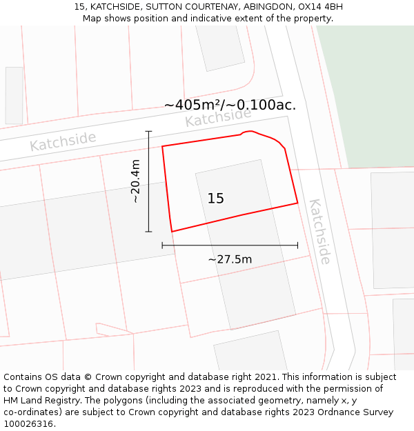 15, KATCHSIDE, SUTTON COURTENAY, ABINGDON, OX14 4BH: Plot and title map