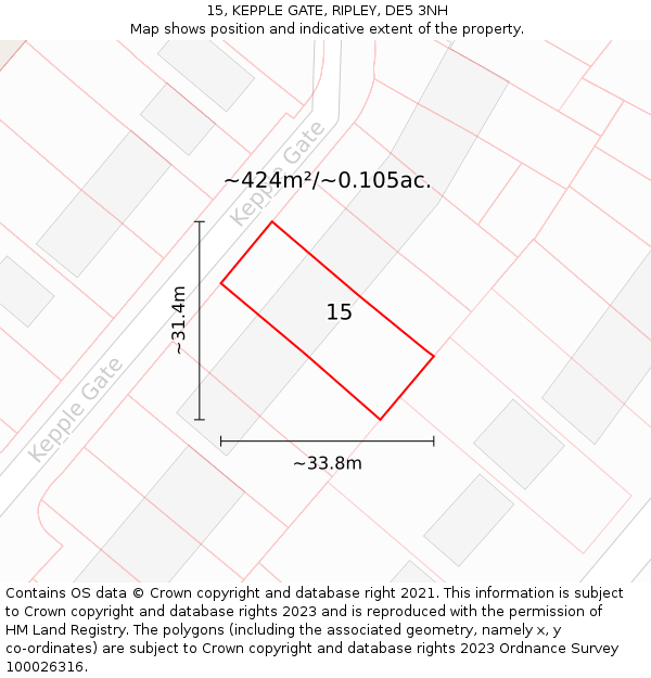 15, KEPPLE GATE, RIPLEY, DE5 3NH: Plot and title map