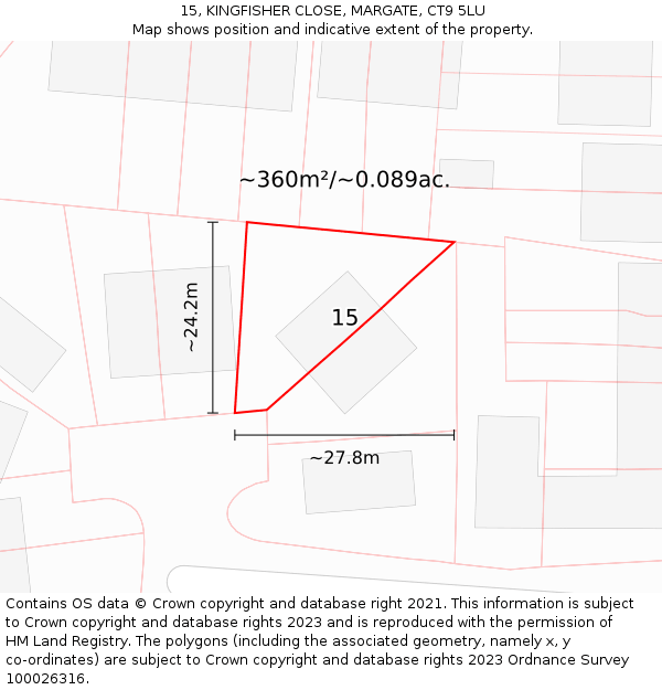 15, KINGFISHER CLOSE, MARGATE, CT9 5LU: Plot and title map