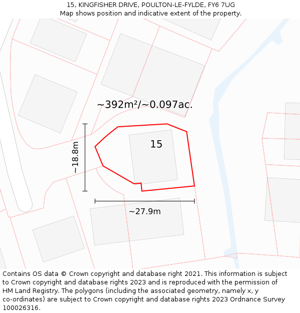15, KINGFISHER DRIVE, POULTON-LE-FYLDE, FY6 7UG: Plot and title map