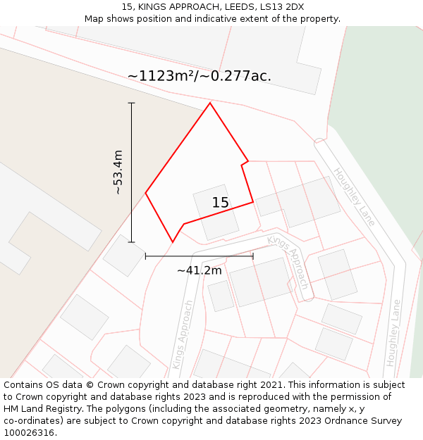 15, KINGS APPROACH, LEEDS, LS13 2DX: Plot and title map
