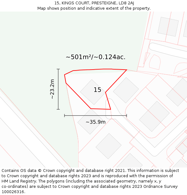 15, KINGS COURT, PRESTEIGNE, LD8 2AJ: Plot and title map