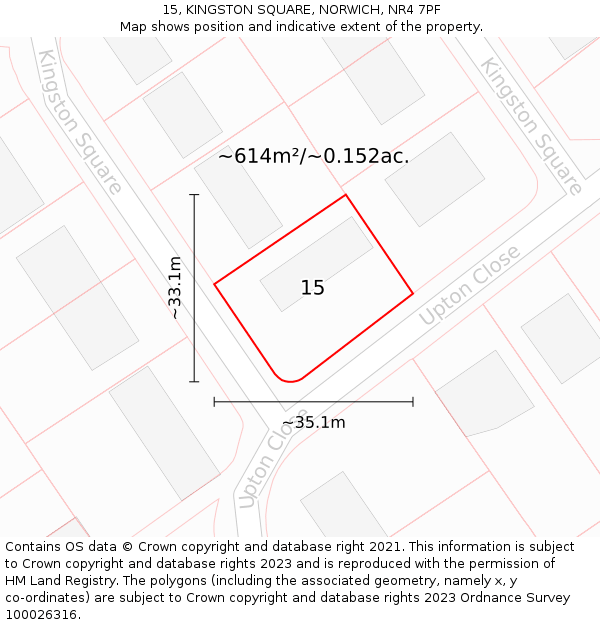 15, KINGSTON SQUARE, NORWICH, NR4 7PF: Plot and title map