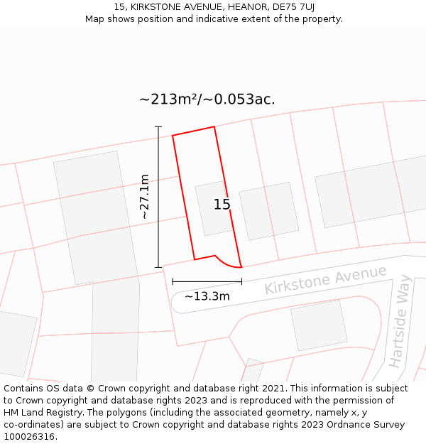 15, KIRKSTONE AVENUE, HEANOR, DE75 7UJ: Plot and title map