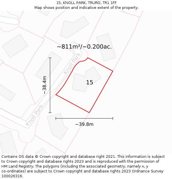 15, KNOLL PARK, TRURO, TR1 1FF: Plot and title map