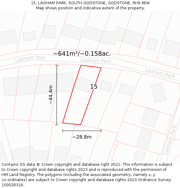 15, LAGHAM PARK, SOUTH GODSTONE, GODSTONE, RH9 8EW: Plot and title map