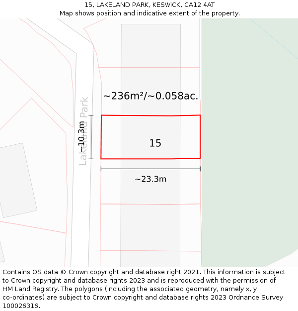 15, LAKELAND PARK, KESWICK, CA12 4AT: Plot and title map