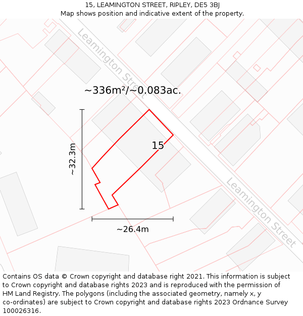 15, LEAMINGTON STREET, RIPLEY, DE5 3BJ: Plot and title map