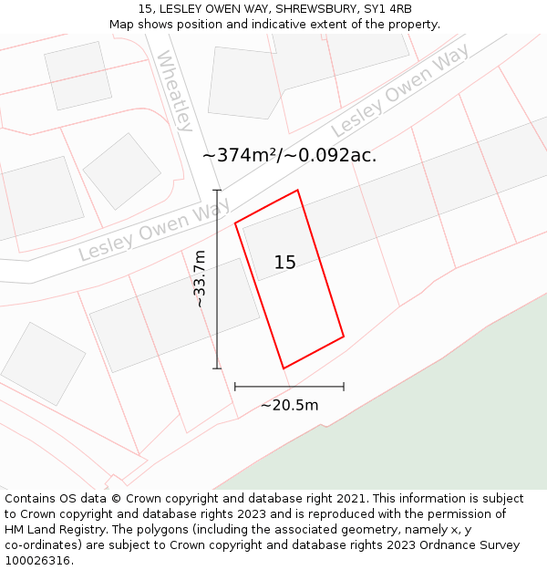 15, LESLEY OWEN WAY, SHREWSBURY, SY1 4RB: Plot and title map