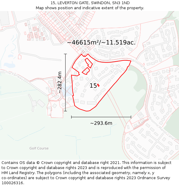 15, LEVERTON GATE, SWINDON, SN3 1ND: Plot and title map