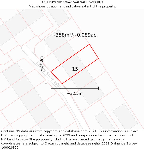 15, LINKS SIDE WAY, WALSALL, WS9 8HT: Plot and title map