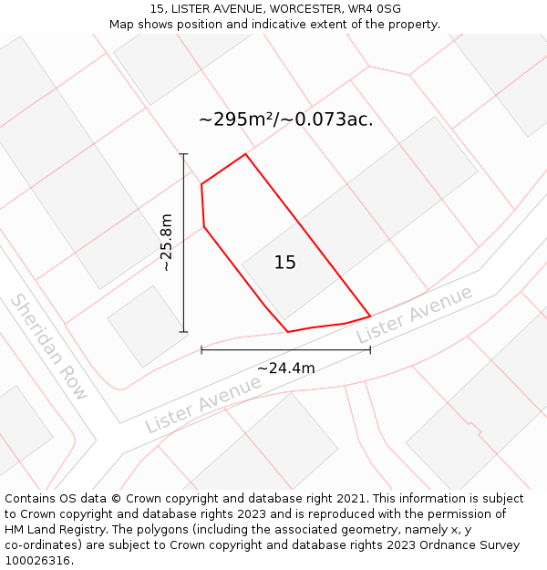 15, LISTER AVENUE, WORCESTER, WR4 0SG: Plot and title map