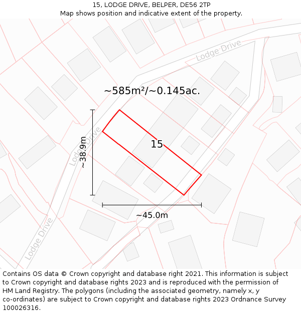 15, LODGE DRIVE, BELPER, DE56 2TP: Plot and title map