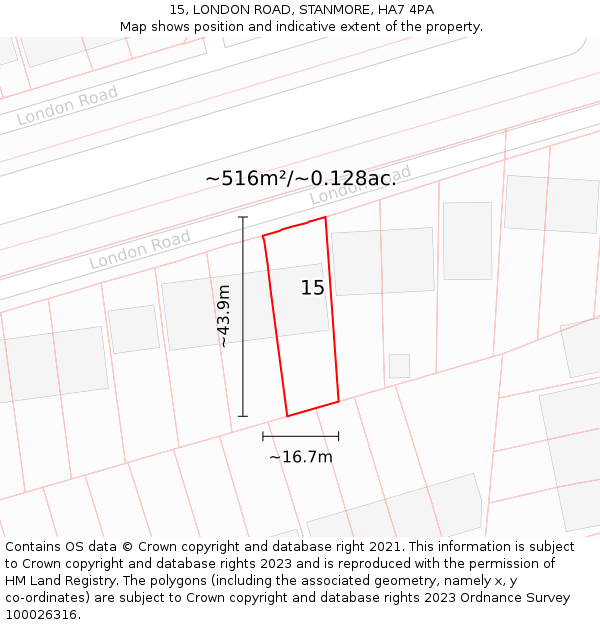 15, LONDON ROAD, STANMORE, HA7 4PA: Plot and title map
