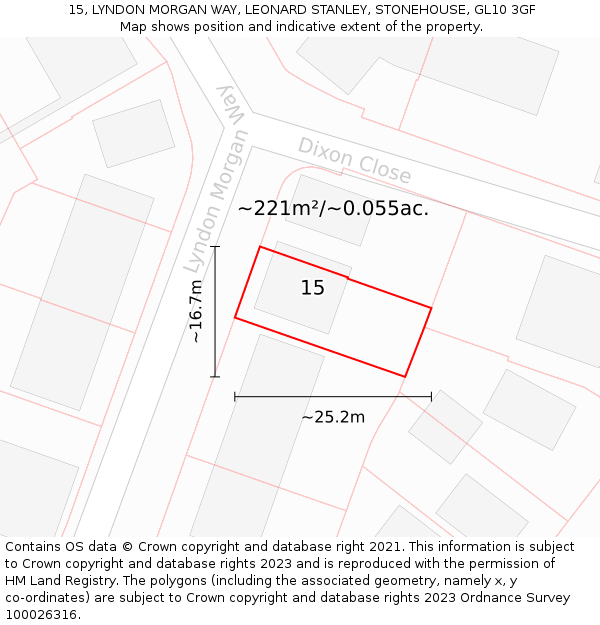 15, LYNDON MORGAN WAY, LEONARD STANLEY, STONEHOUSE, GL10 3GF: Plot and title map